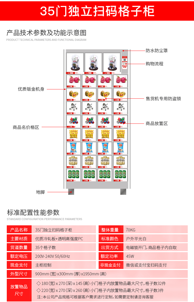 優趣生活 自動售賣機 獨立掃碼35門格子柜 無人新零售(圖2)