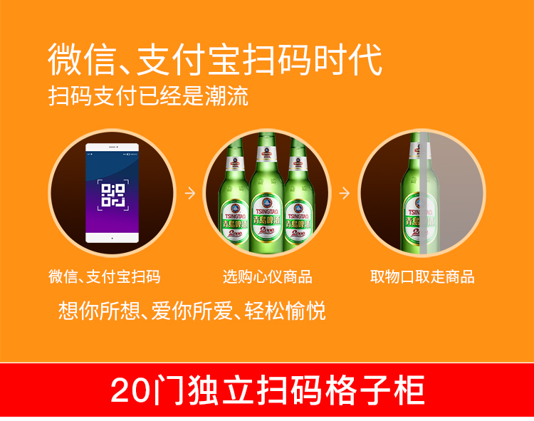 優趣生活自動售賣機 獨立掃碼20門格子柜 無人新零售(圖2)