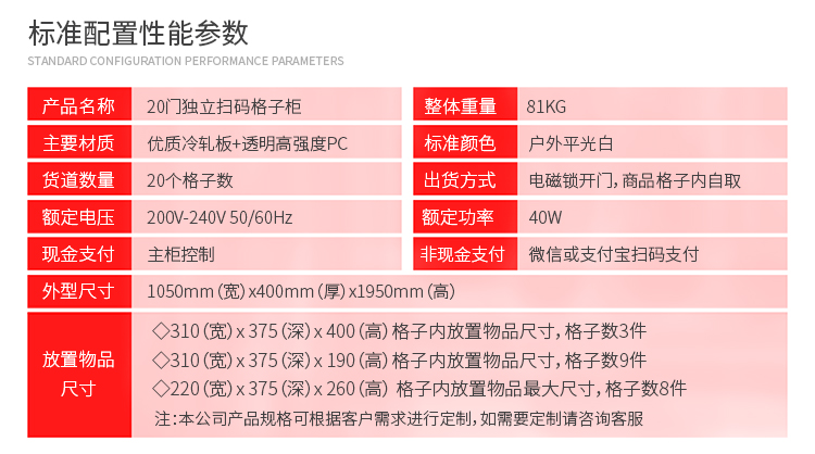 優趣生活自動售賣機 獨立掃碼20門格子柜 無人新零售(圖4)